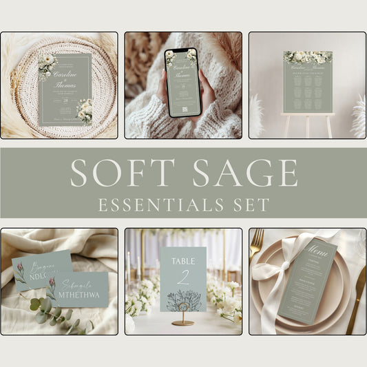 Soft Sage Wedding Stationery Essentials Set
