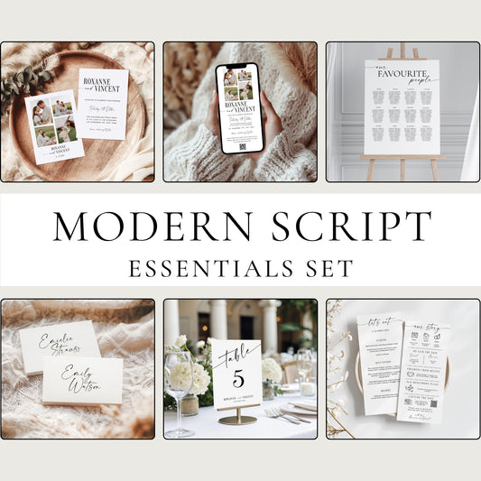 Modern Script Wedding Stationery Essentials Set