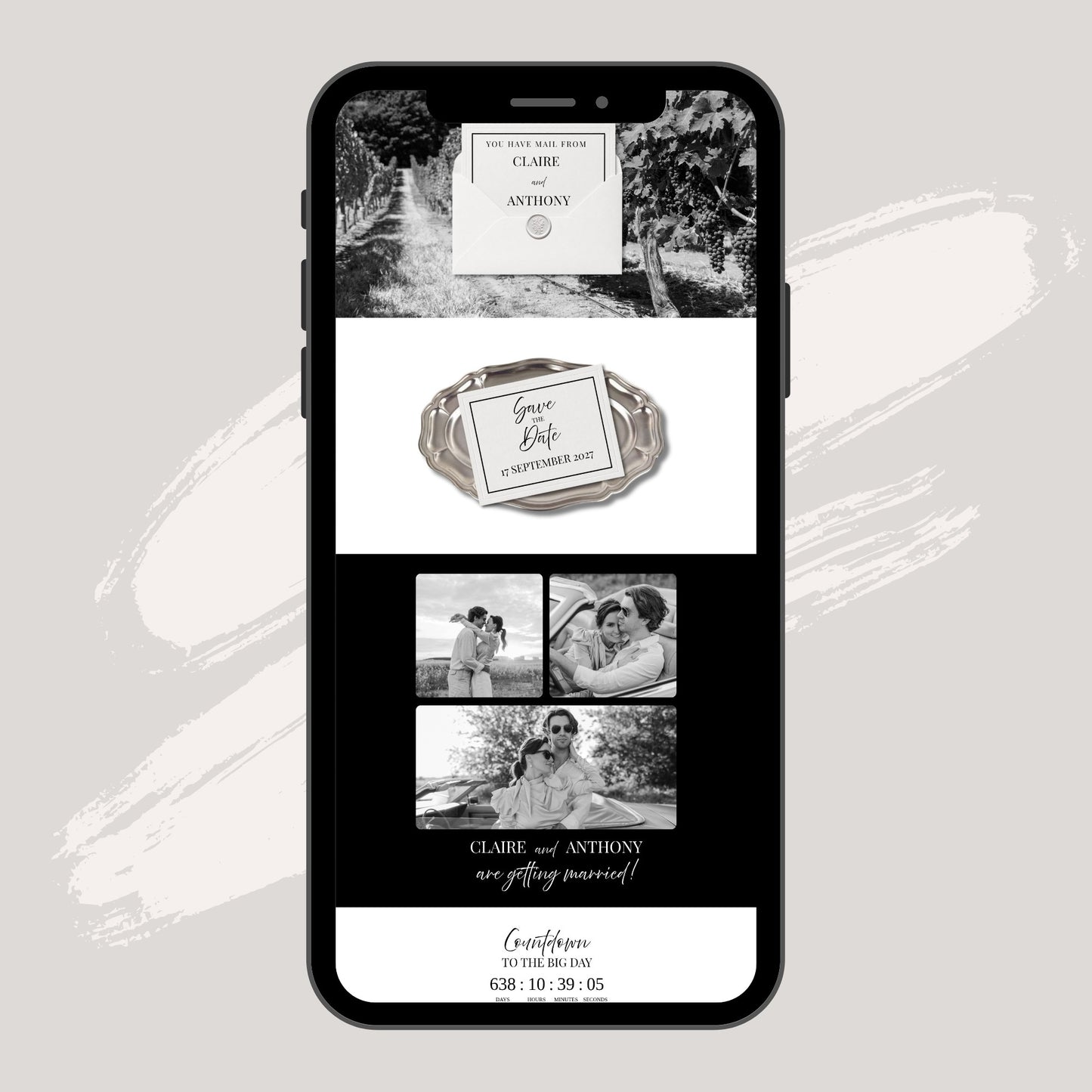 Black and White Wedding Save the Date Template
