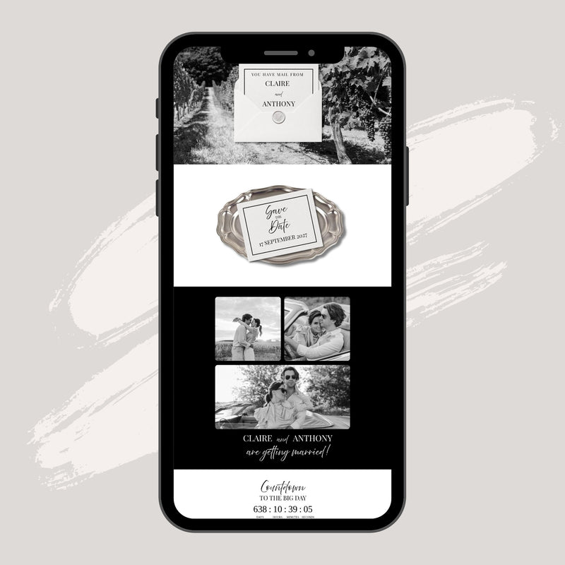 Black and White Wedding Save the Date Template
