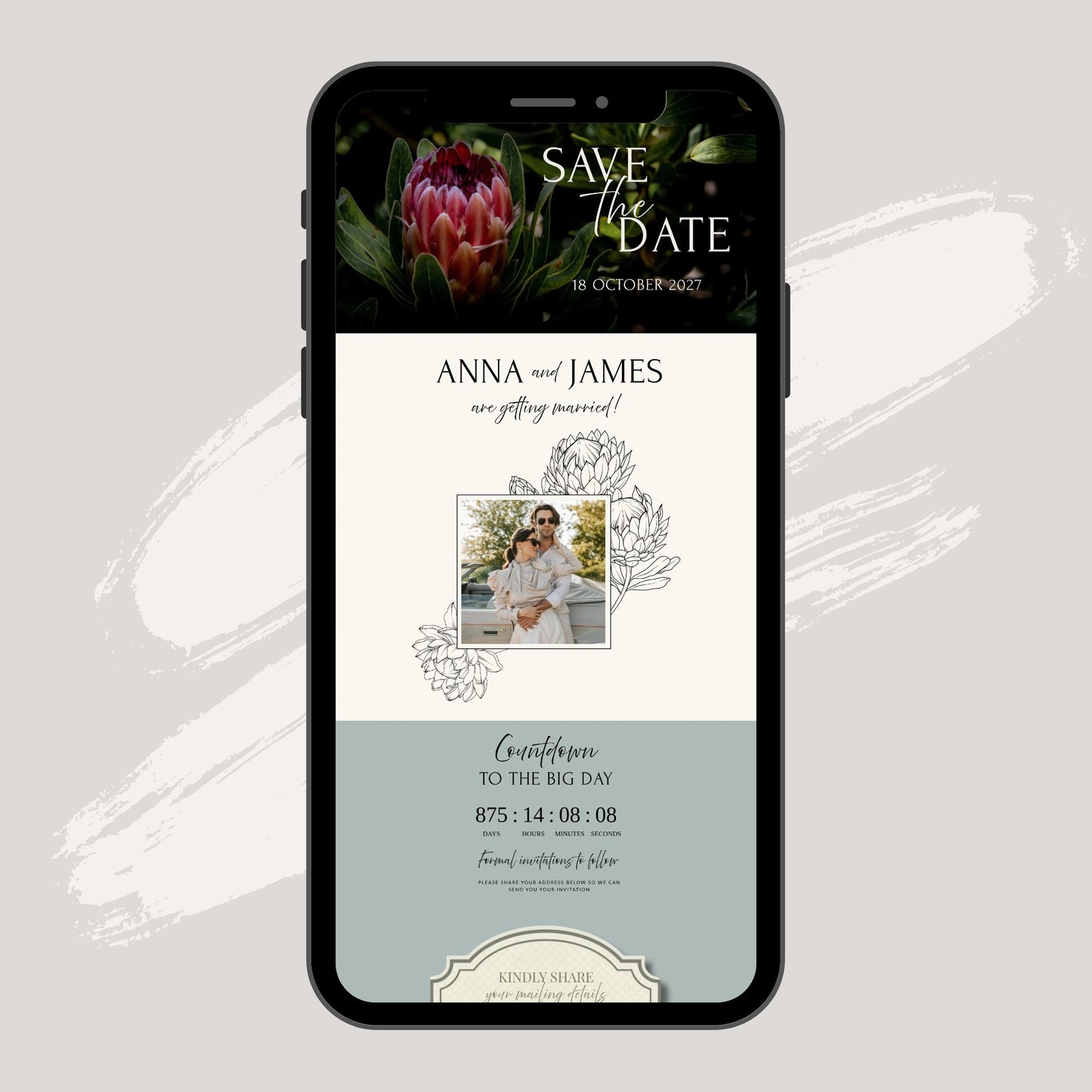 Protea Wedding Save the Date Template