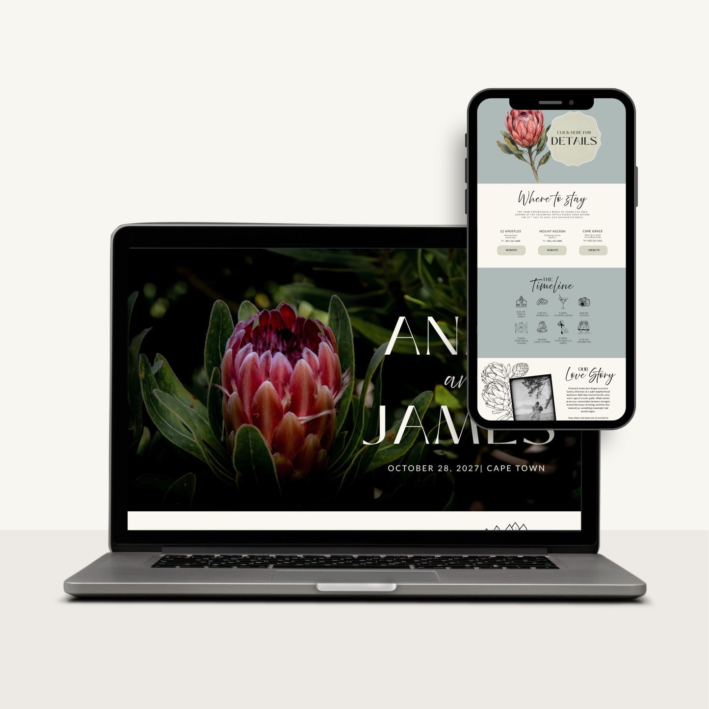 Protea Wedding Website Template