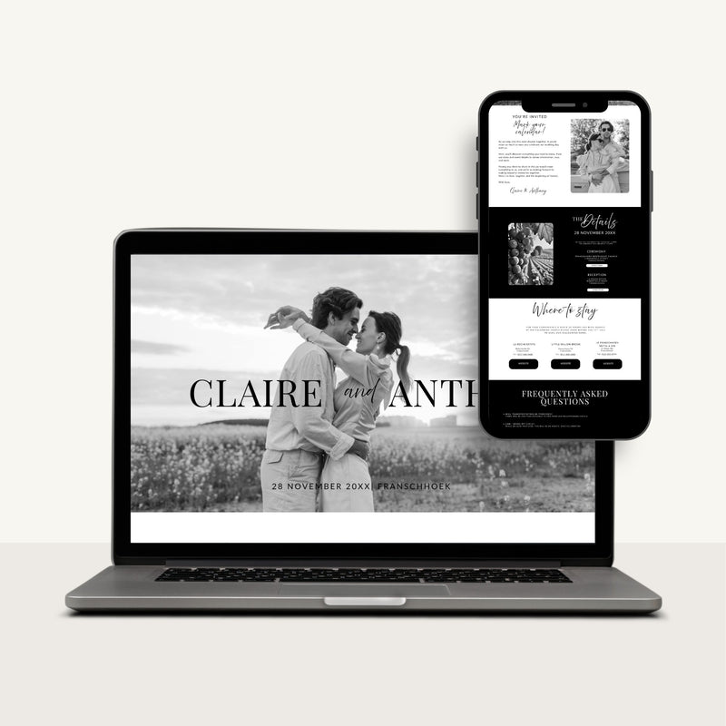 Black and White Wedding Website Template