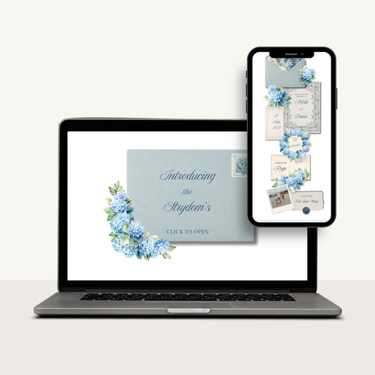 Blue Hydrangea Wedding Website Template