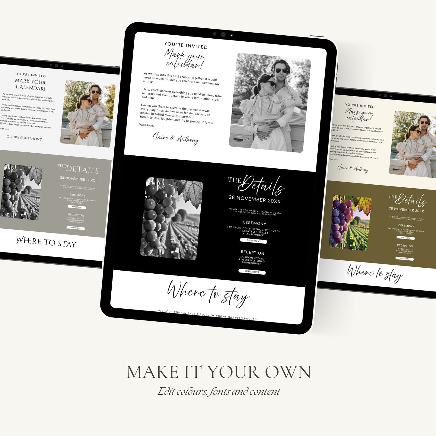 Black and White Wedding Website Template