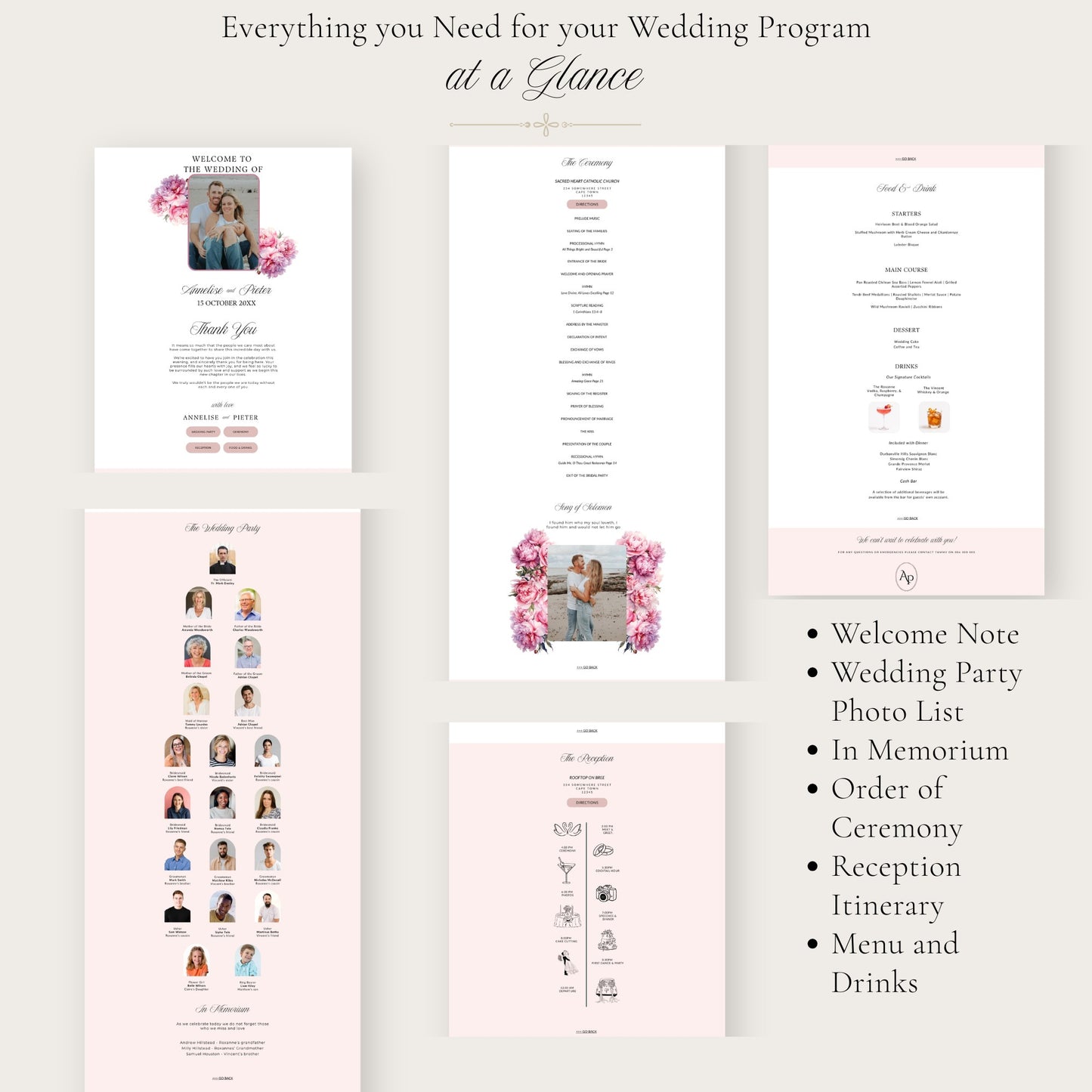 Pink Peony Digital Program template