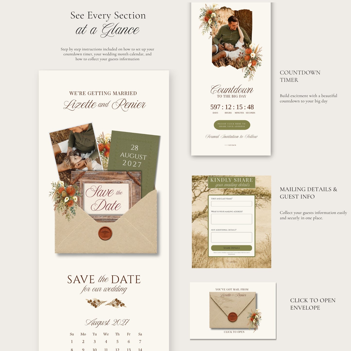 Bushveld Wedding Save the Date Template
