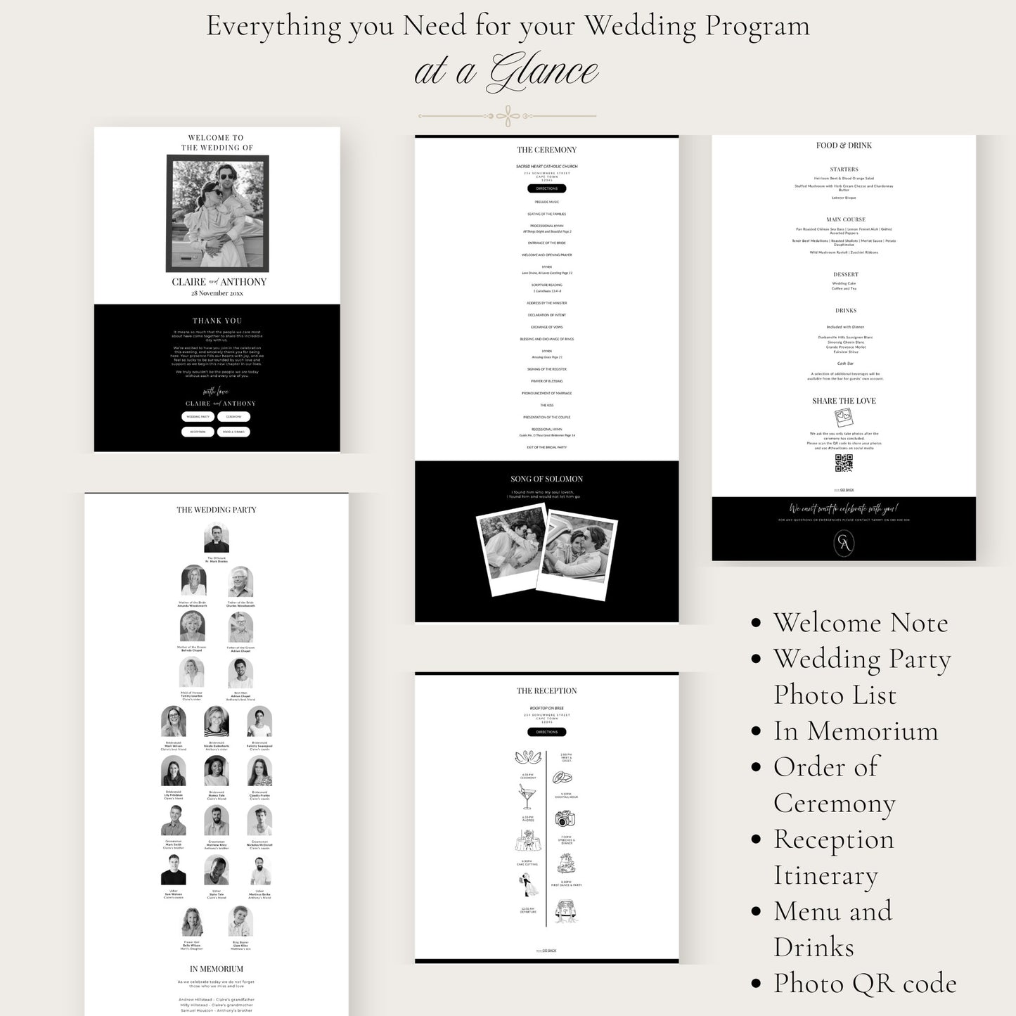 Black & White Digital Program template