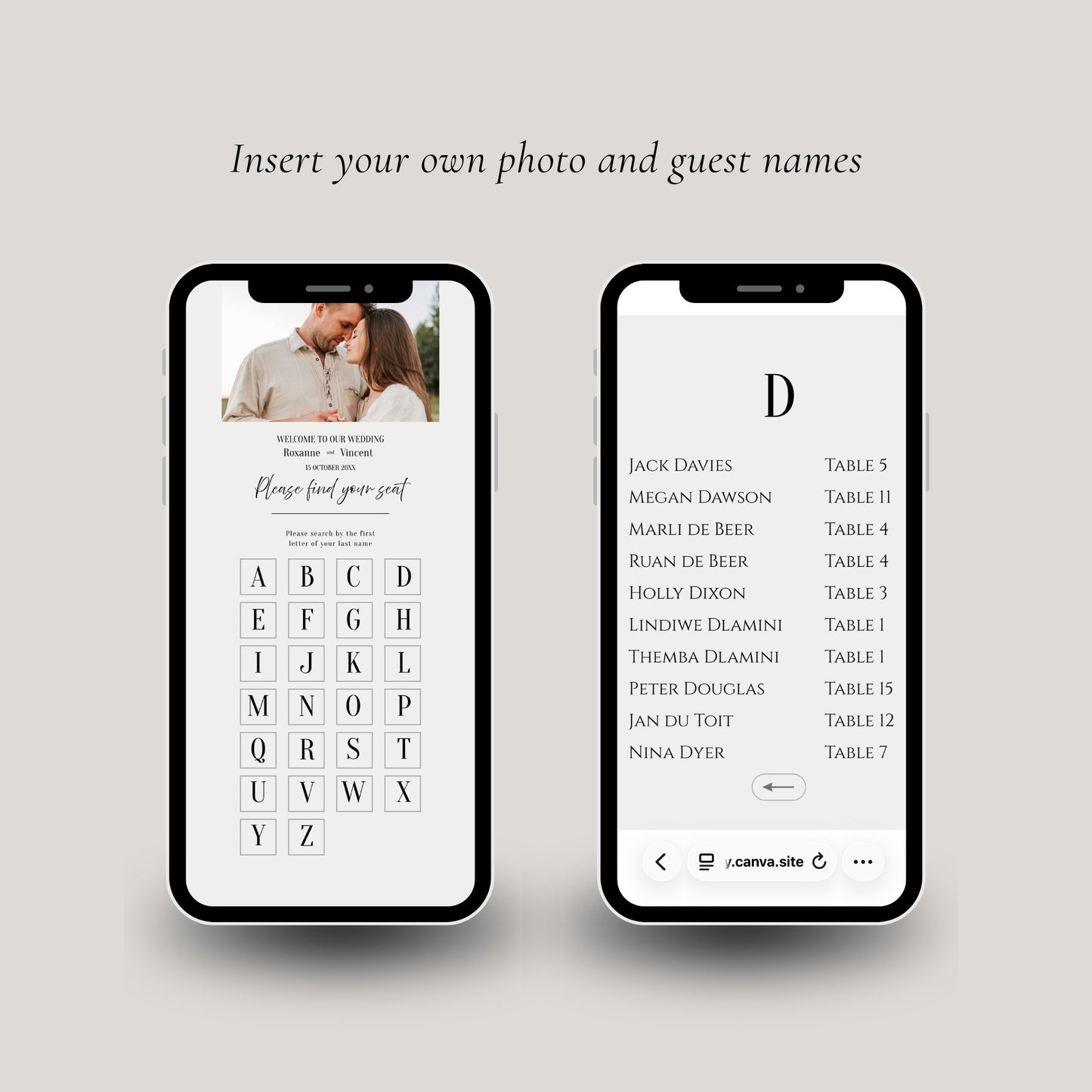 Modern Script Digital Wedding Seating Chart