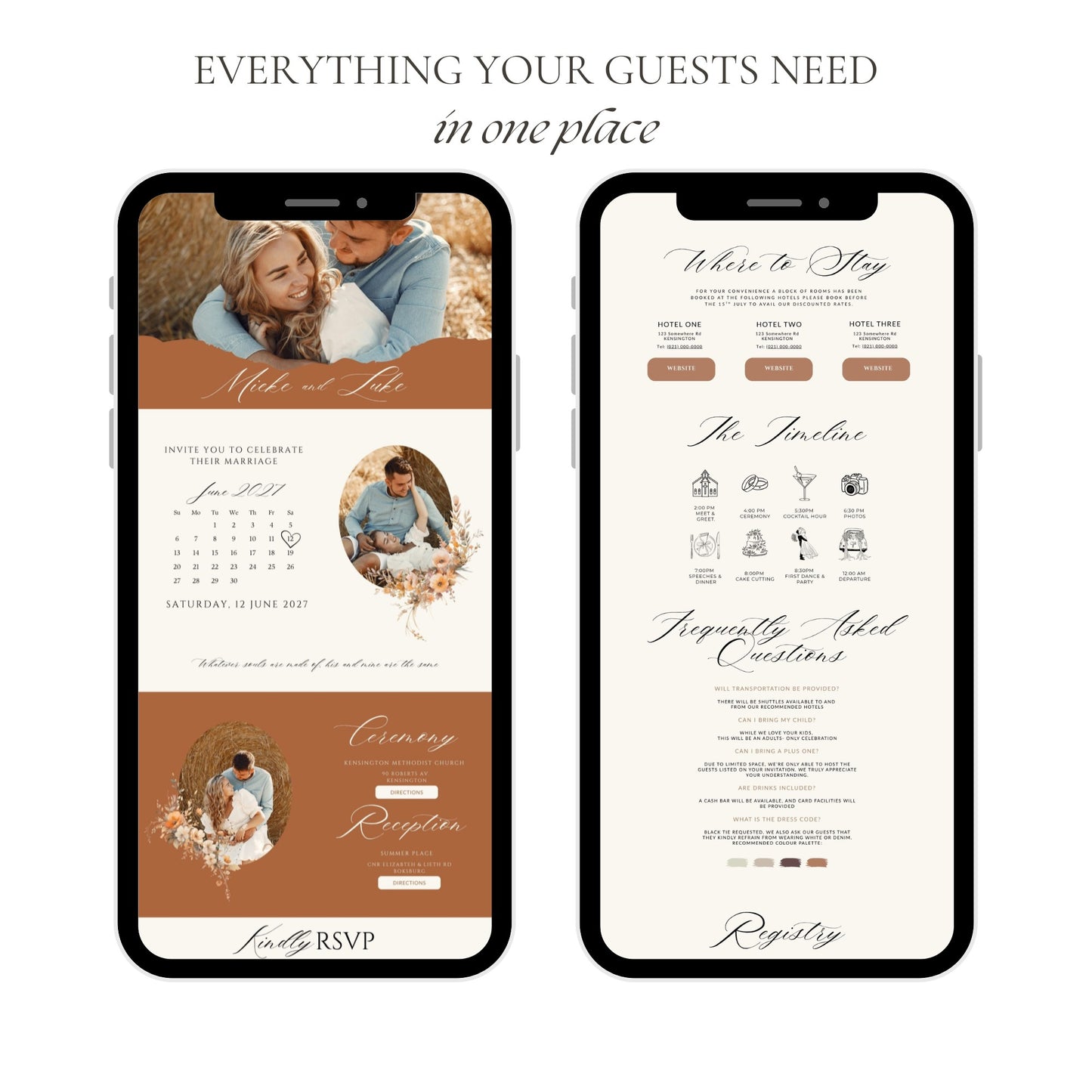 Terracotta Ivory Wedding Website Template