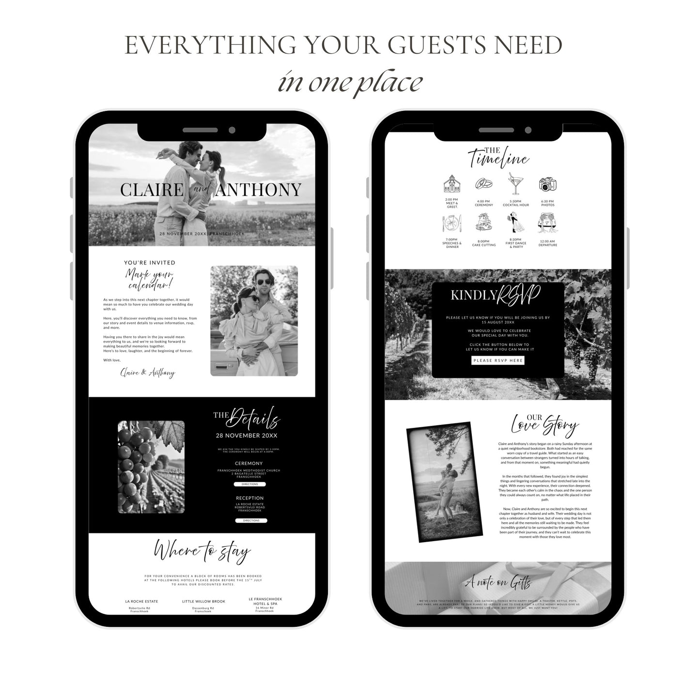 Black and White Wedding Website Template
