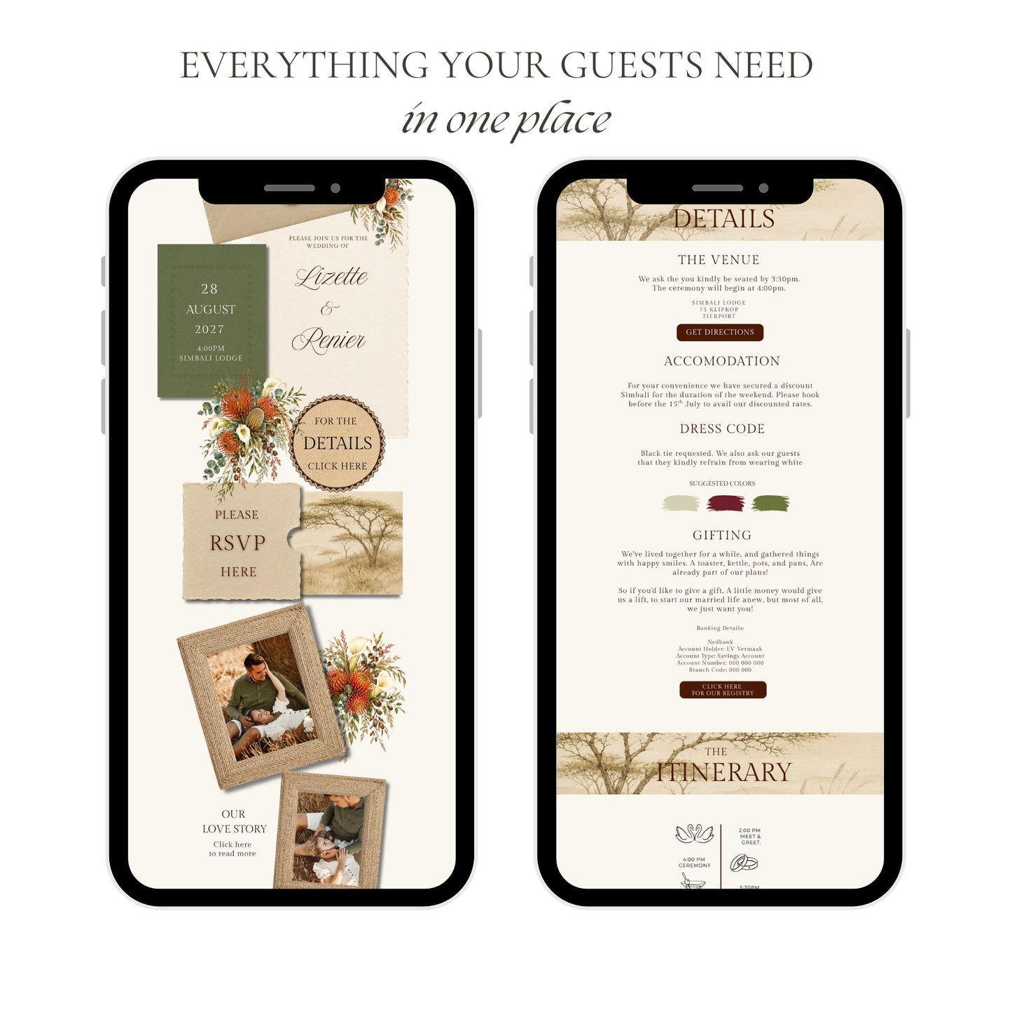 Bushveld Wedding Website Template