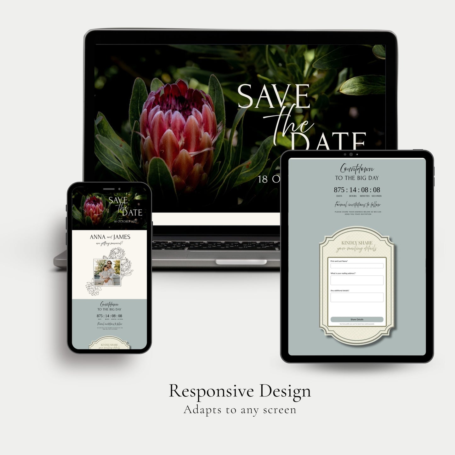Protea Wedding Save the Date Template