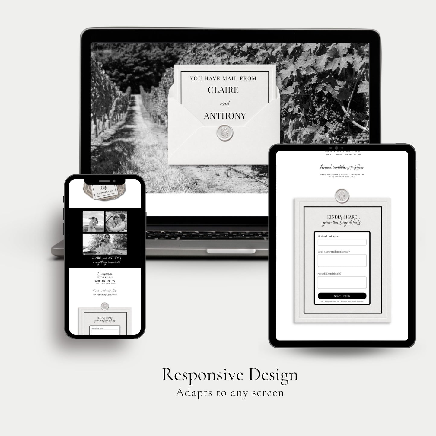 Black and White Wedding Save the Date Template