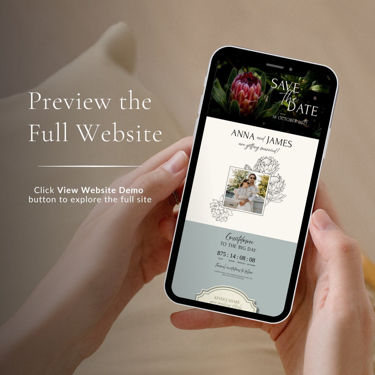 Protea Wedding Save the Date Template