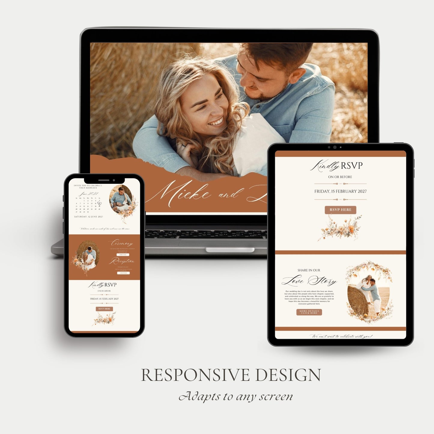 Terracotta Ivory Wedding Website Template