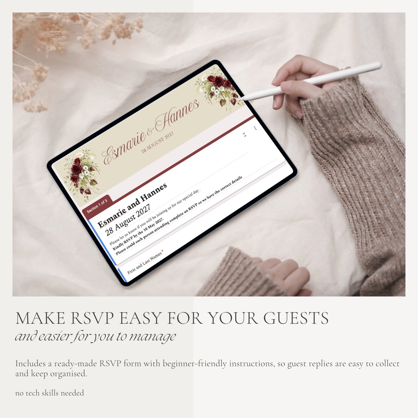 Burgundy Olive Wedding Website Template