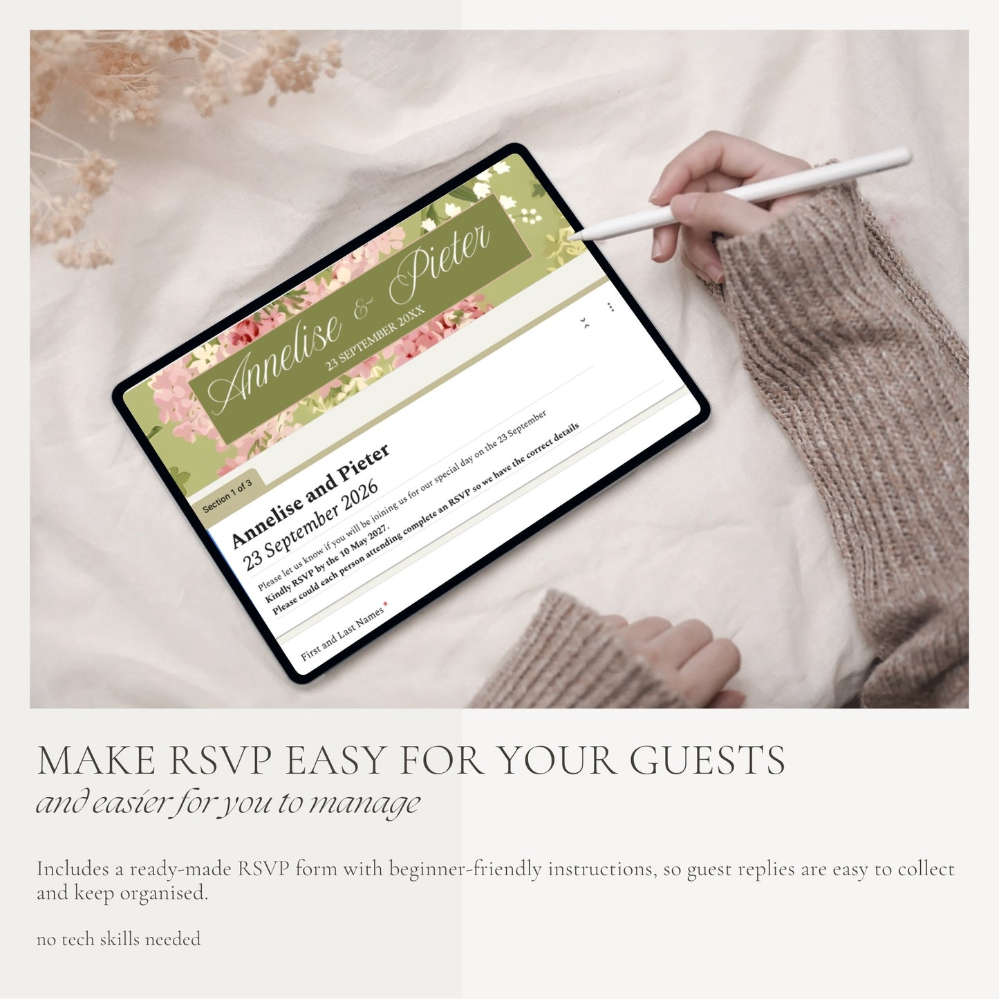 Pink Peony Wedding Website Template