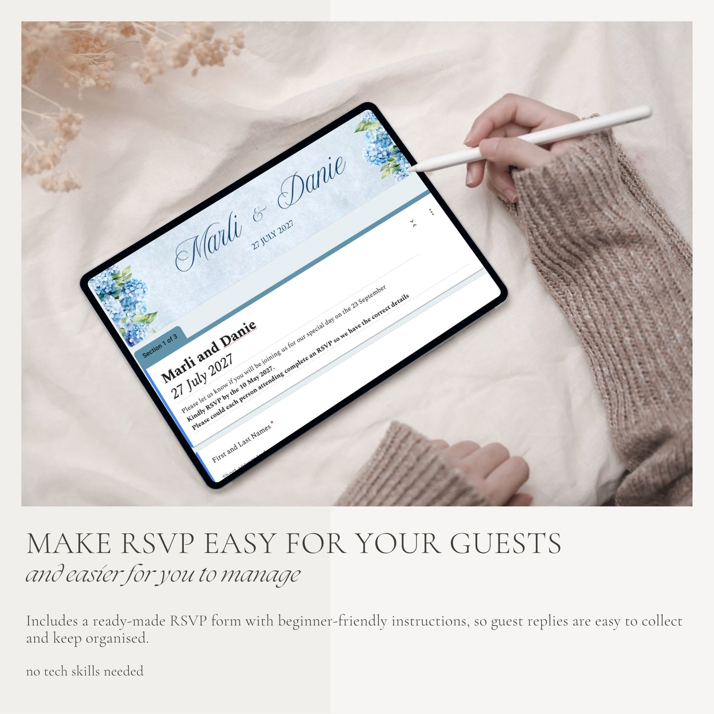 Blue Hydrangea Wedding Website Template