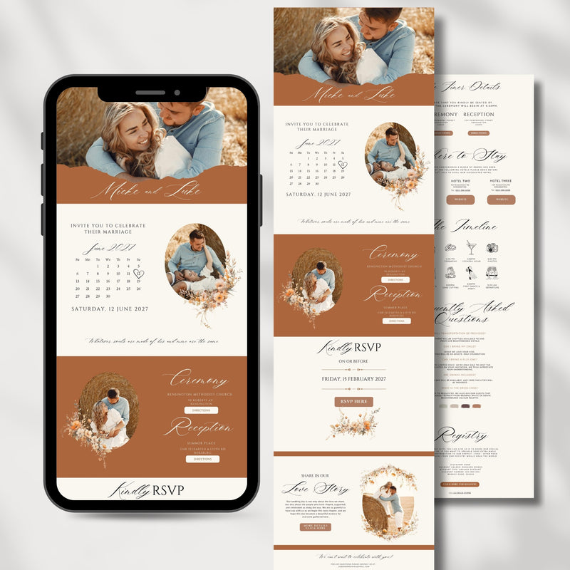 Terracotta Ivory Wedding Website Template
