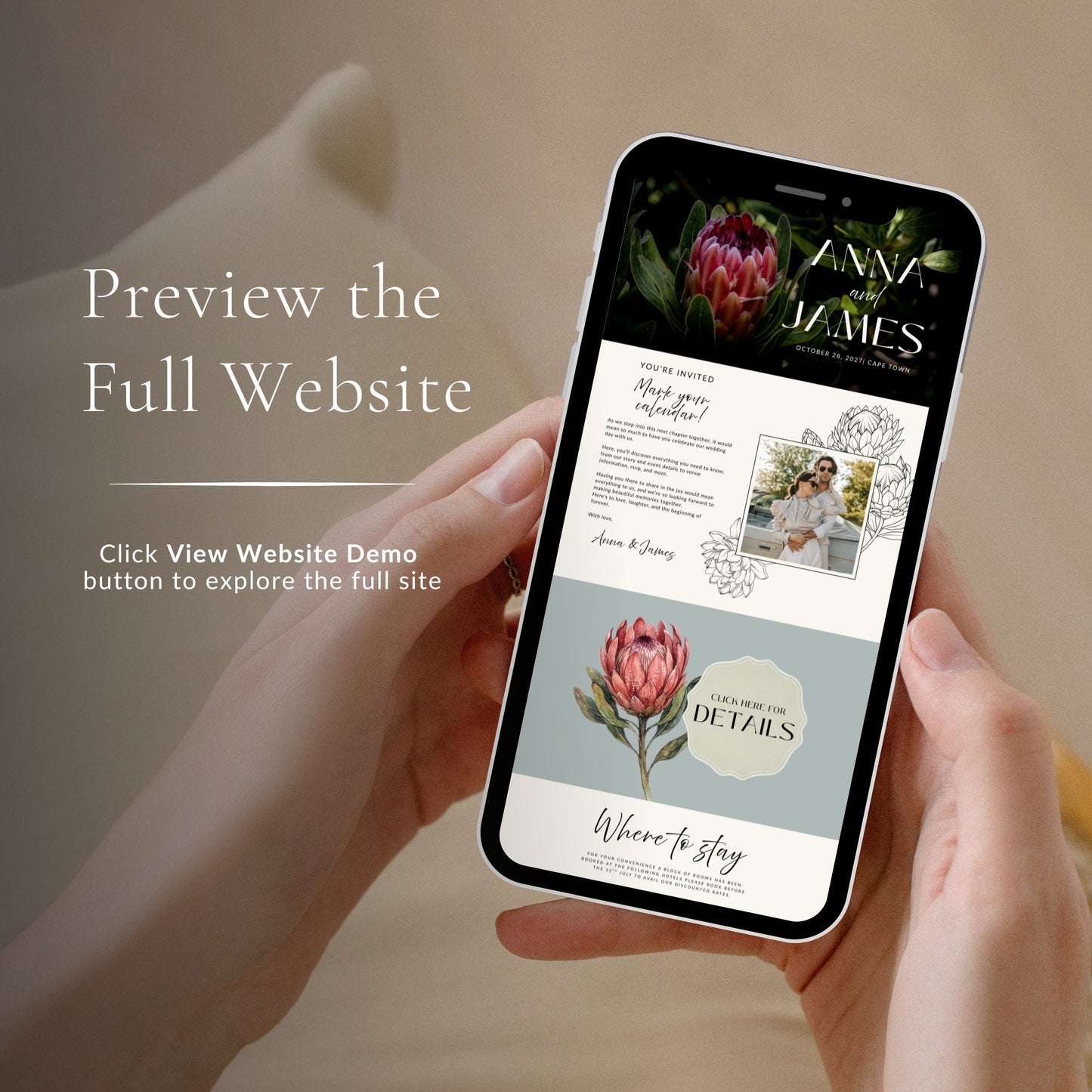 Protea Wedding Website Template