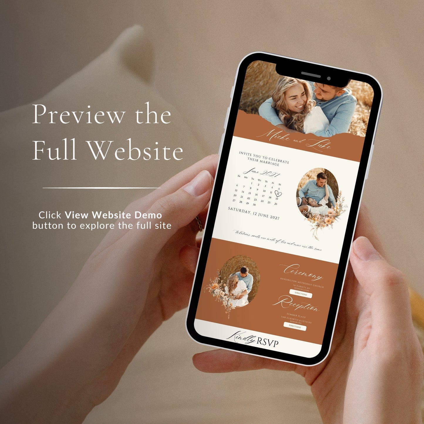 Terracotta Ivory Wedding Website Template