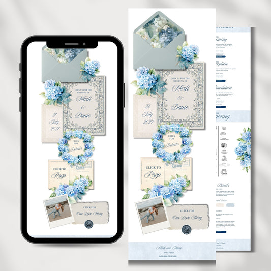 Blue Hydrangea Wedding Website Template