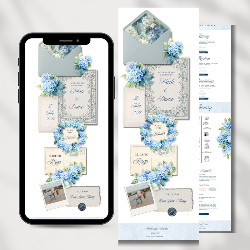 Blue Hydrangea Wedding Website Template