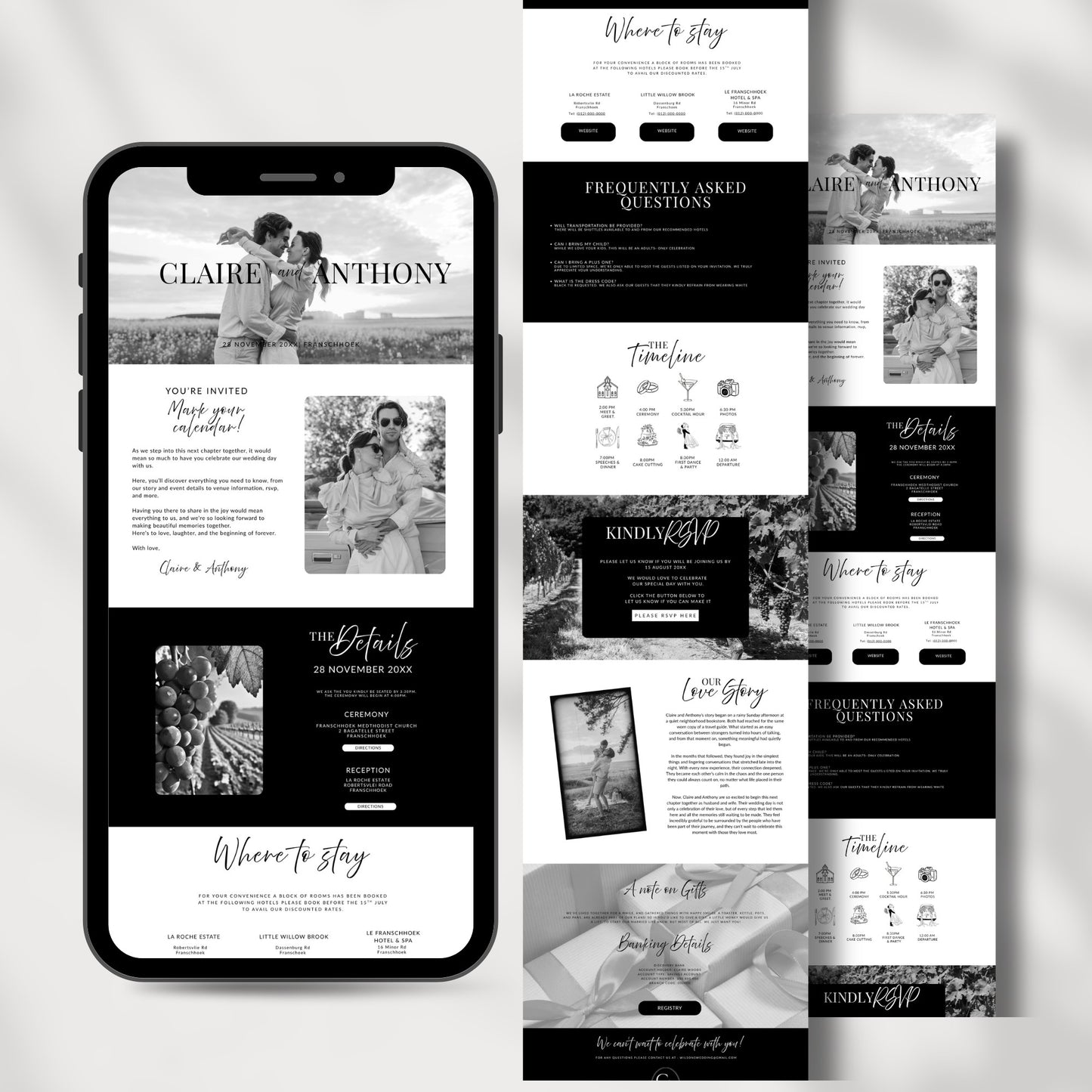 Black and White Wedding Website Template