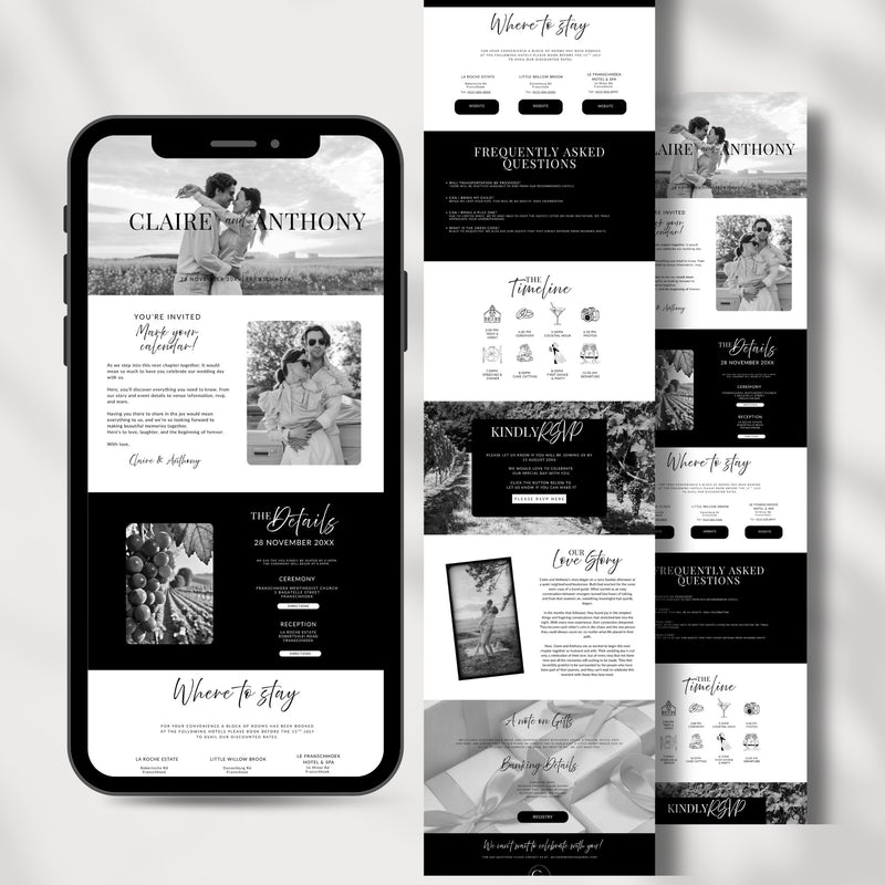 Black and White Wedding Website Template