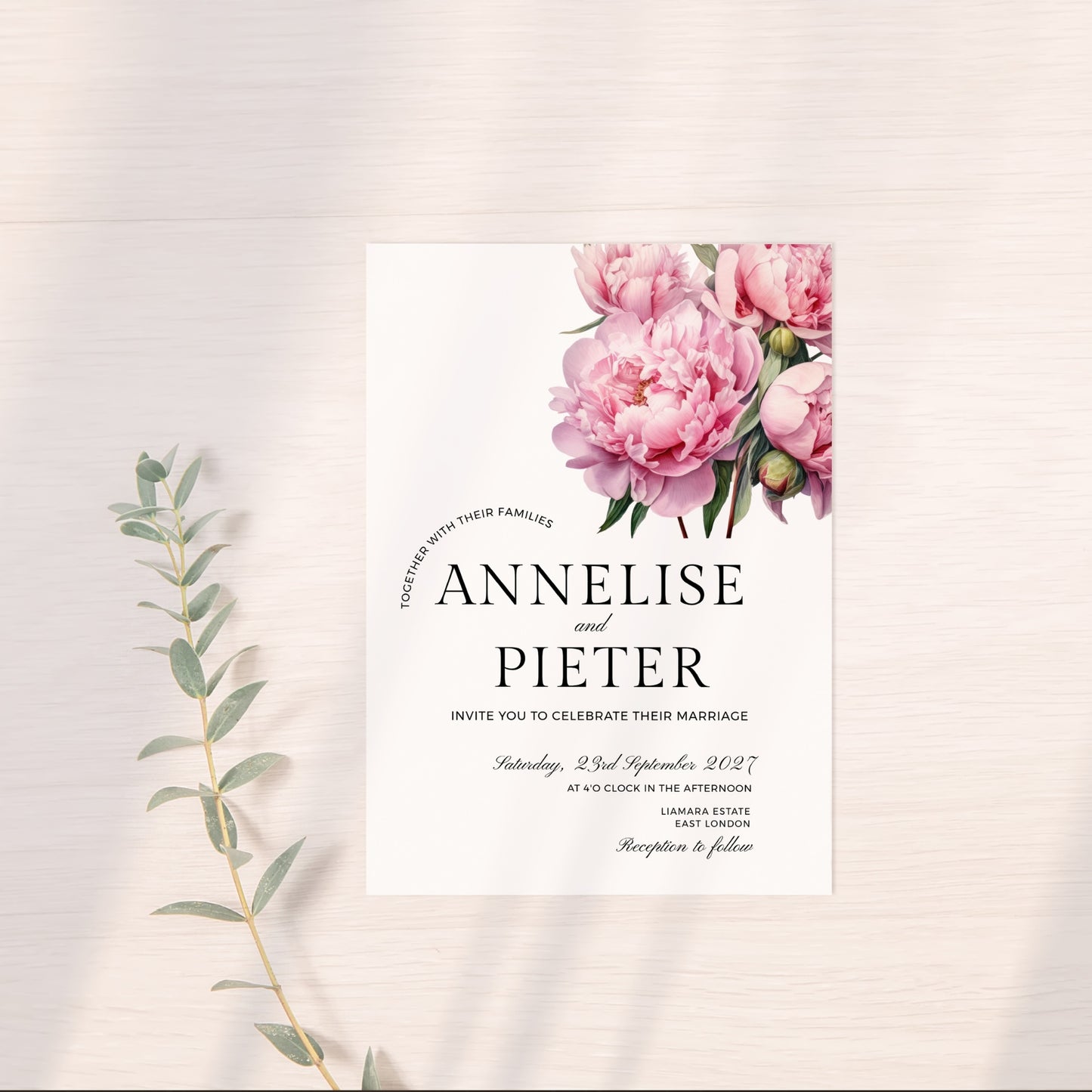 Pink Peony Invitation Template