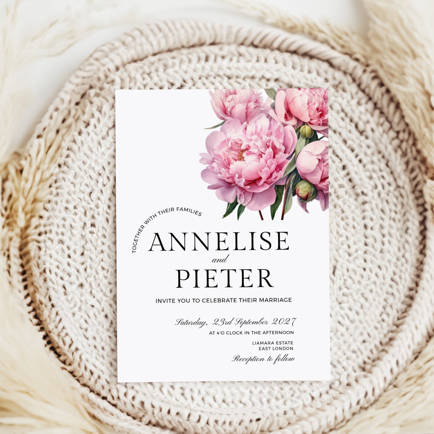 Pink Peony Invitation Template
