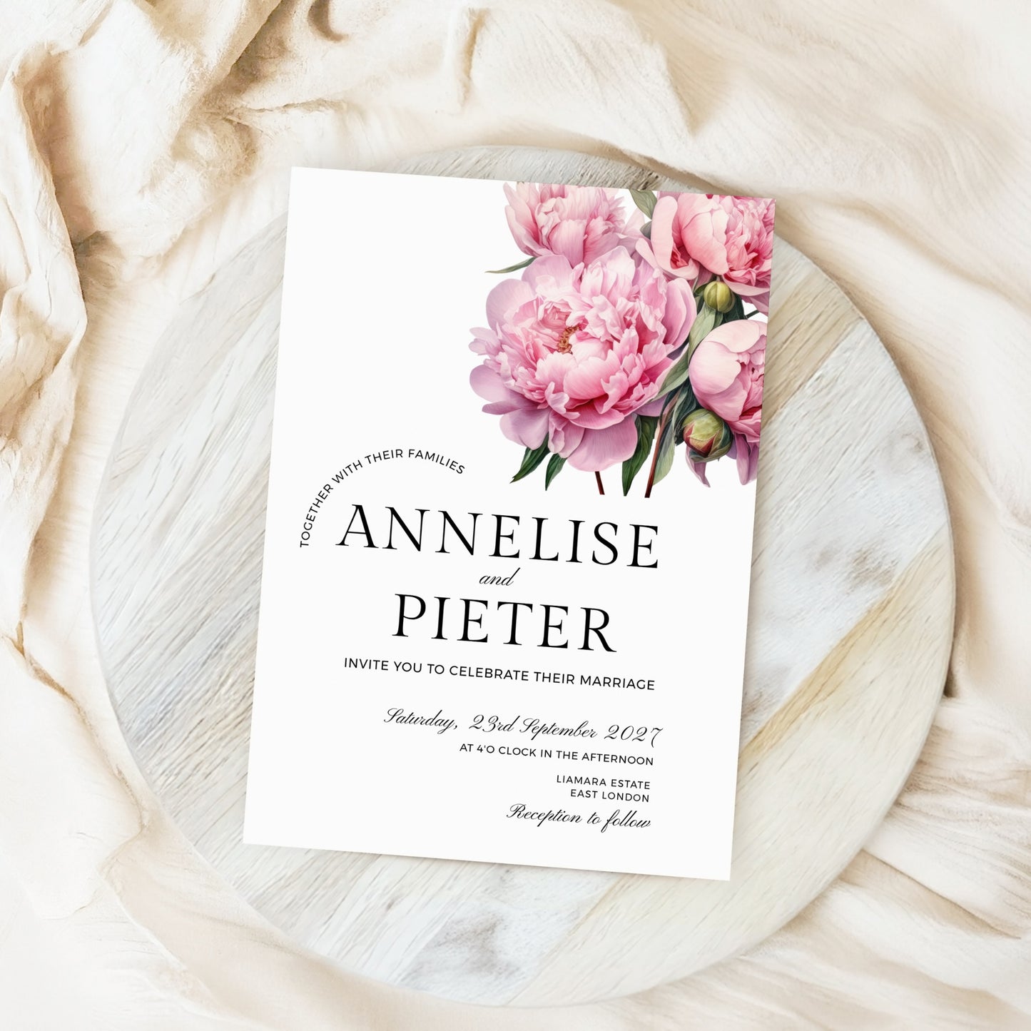 Pink Peony Invitation Template