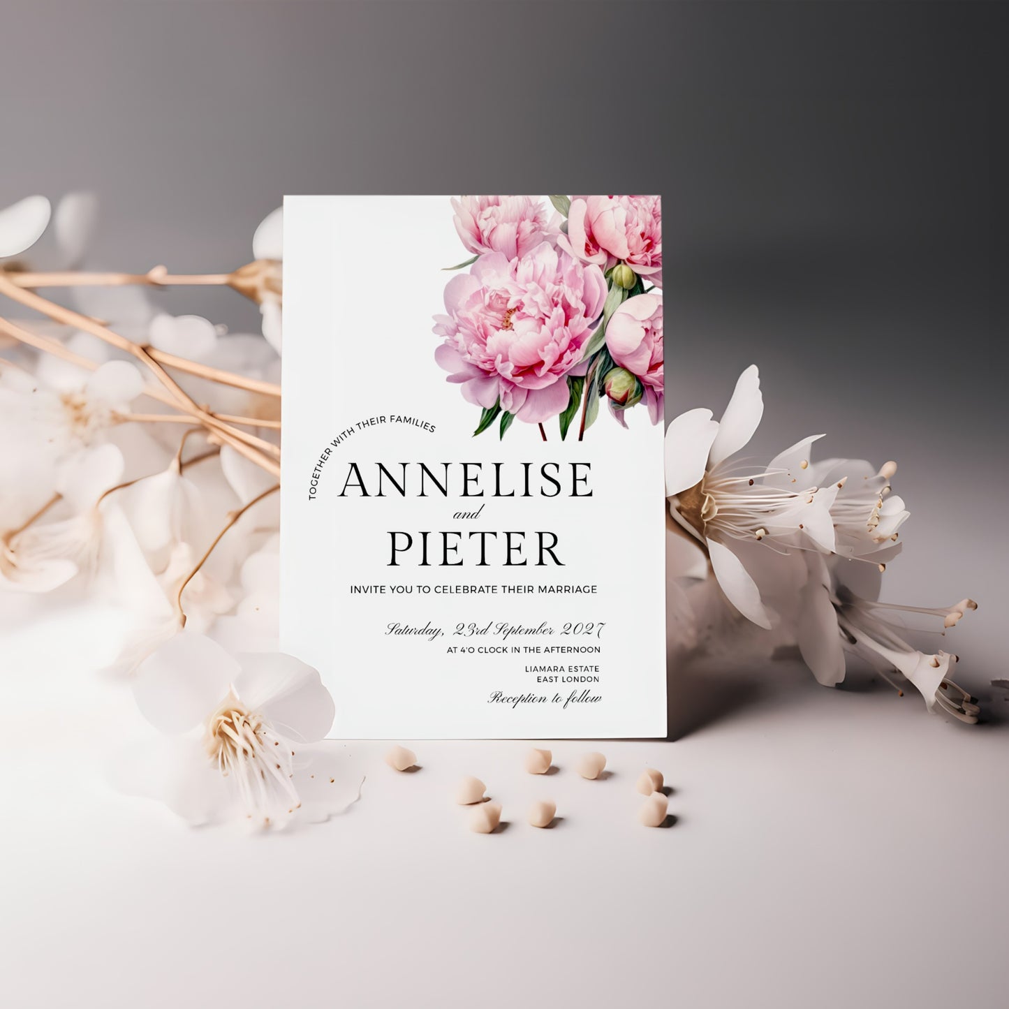 Pink Peony Invitation Template