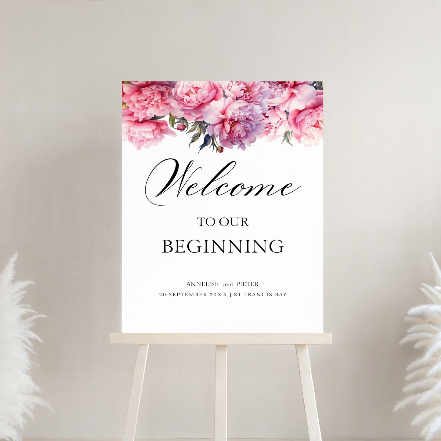 Pink Peony Welcome Template