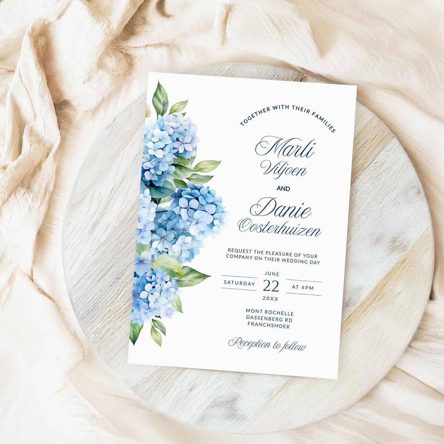 Blue Hydrangea Invitation Template