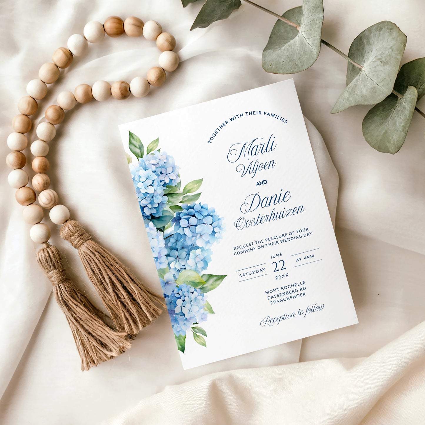 Blue Hydrangea Invitation Template