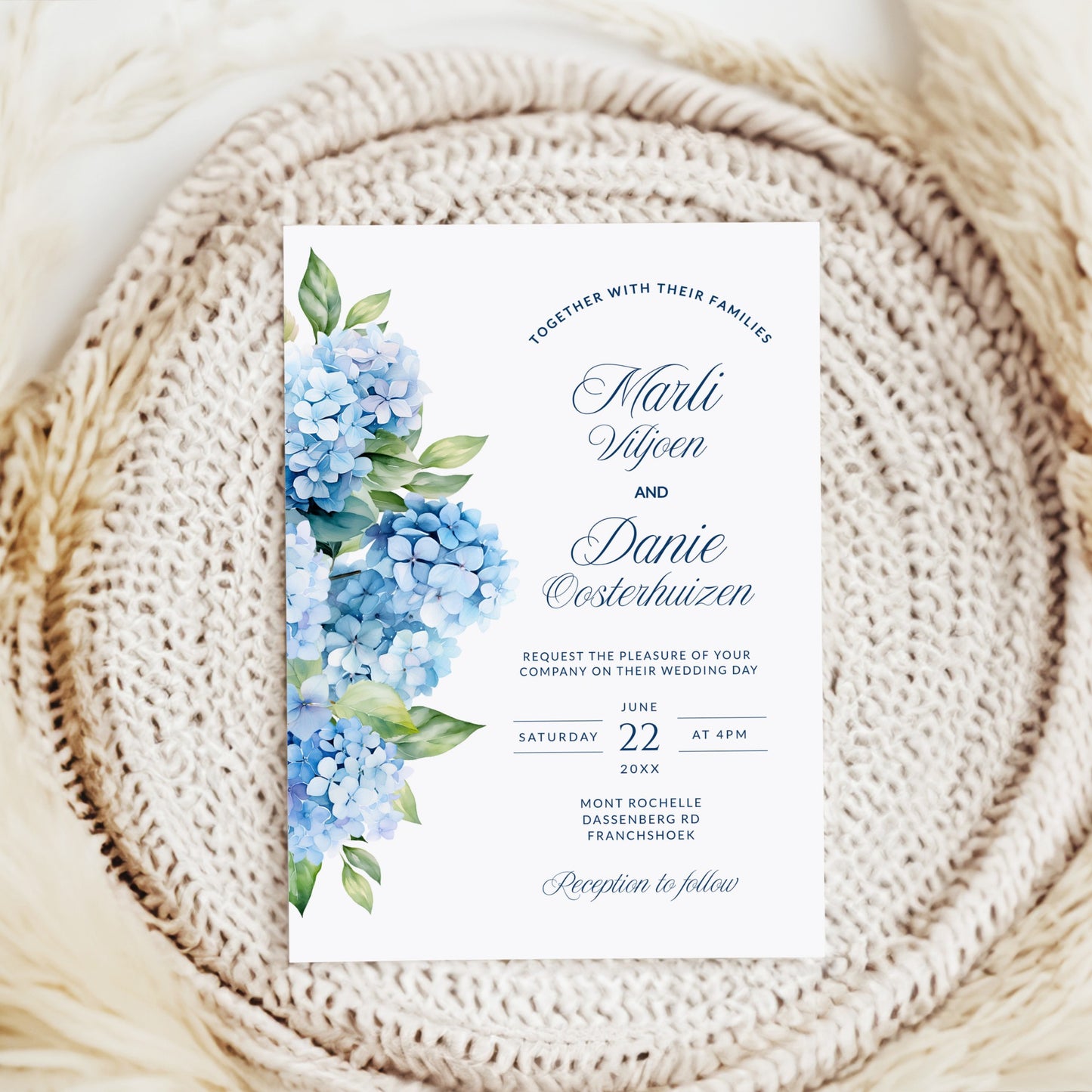 Blue Hydrangea Invitation Template