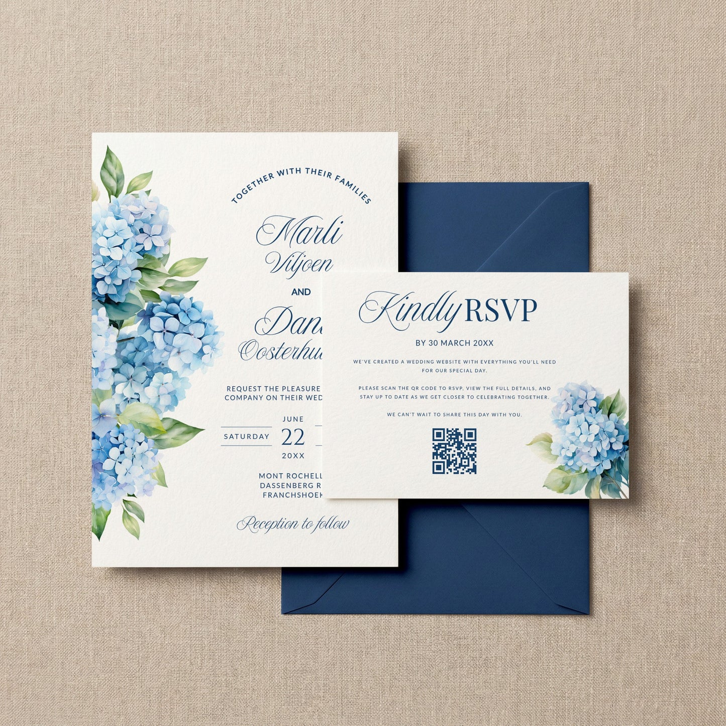 Blue Hydrangea Invitation Template