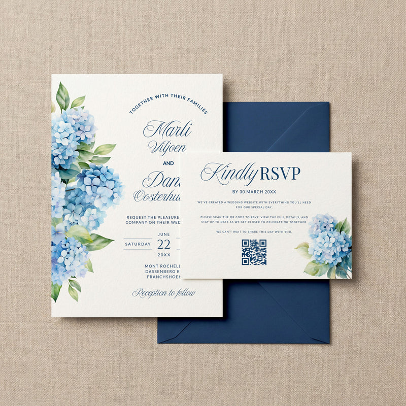 Blue Hydrangea Invitation Template