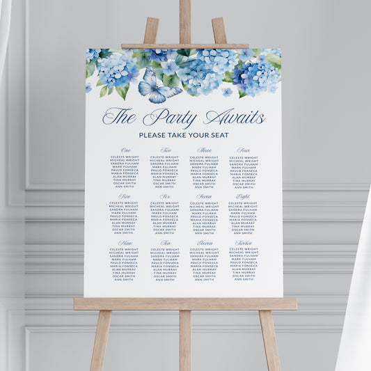 Blue Hydrangea Seating Chart Template
