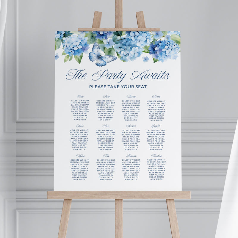 Blue Hydrangea Seating Chart Template