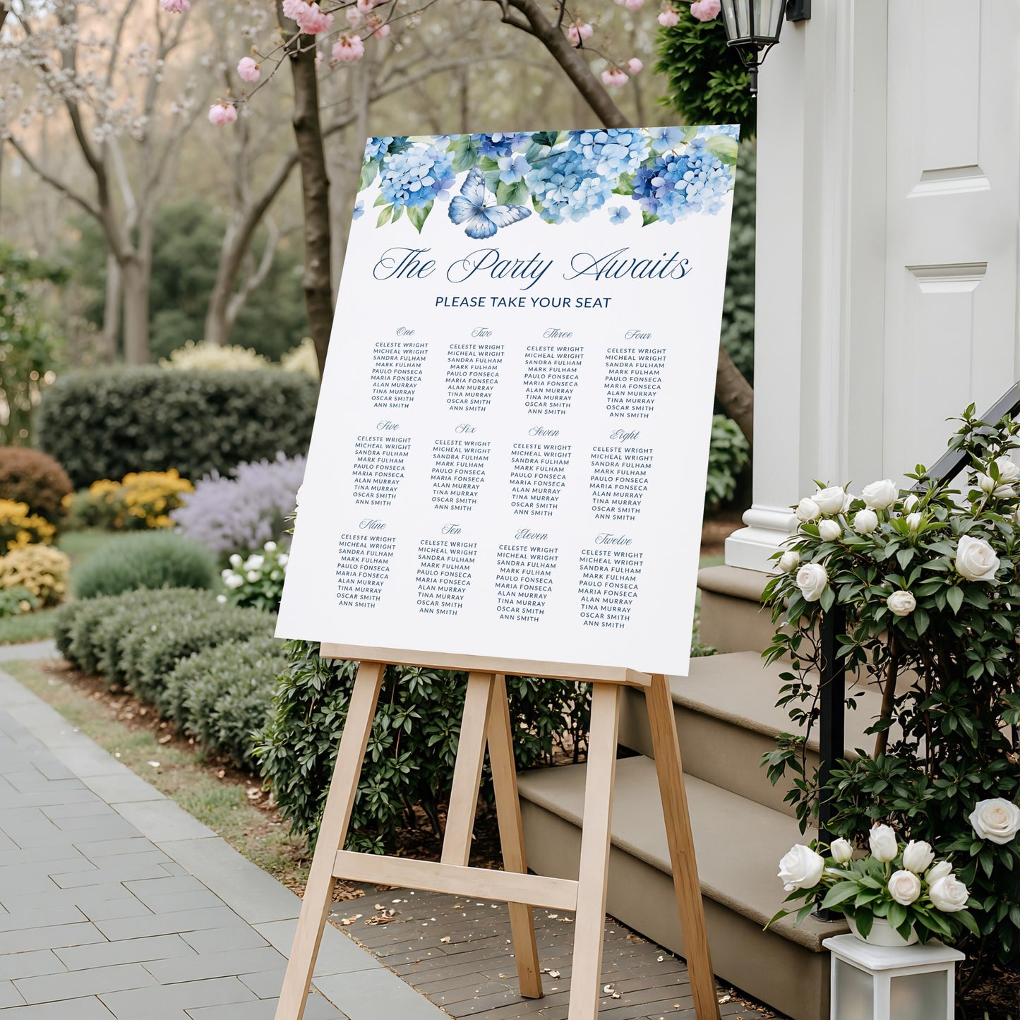 Blue Hydrangea Seating Chart Template