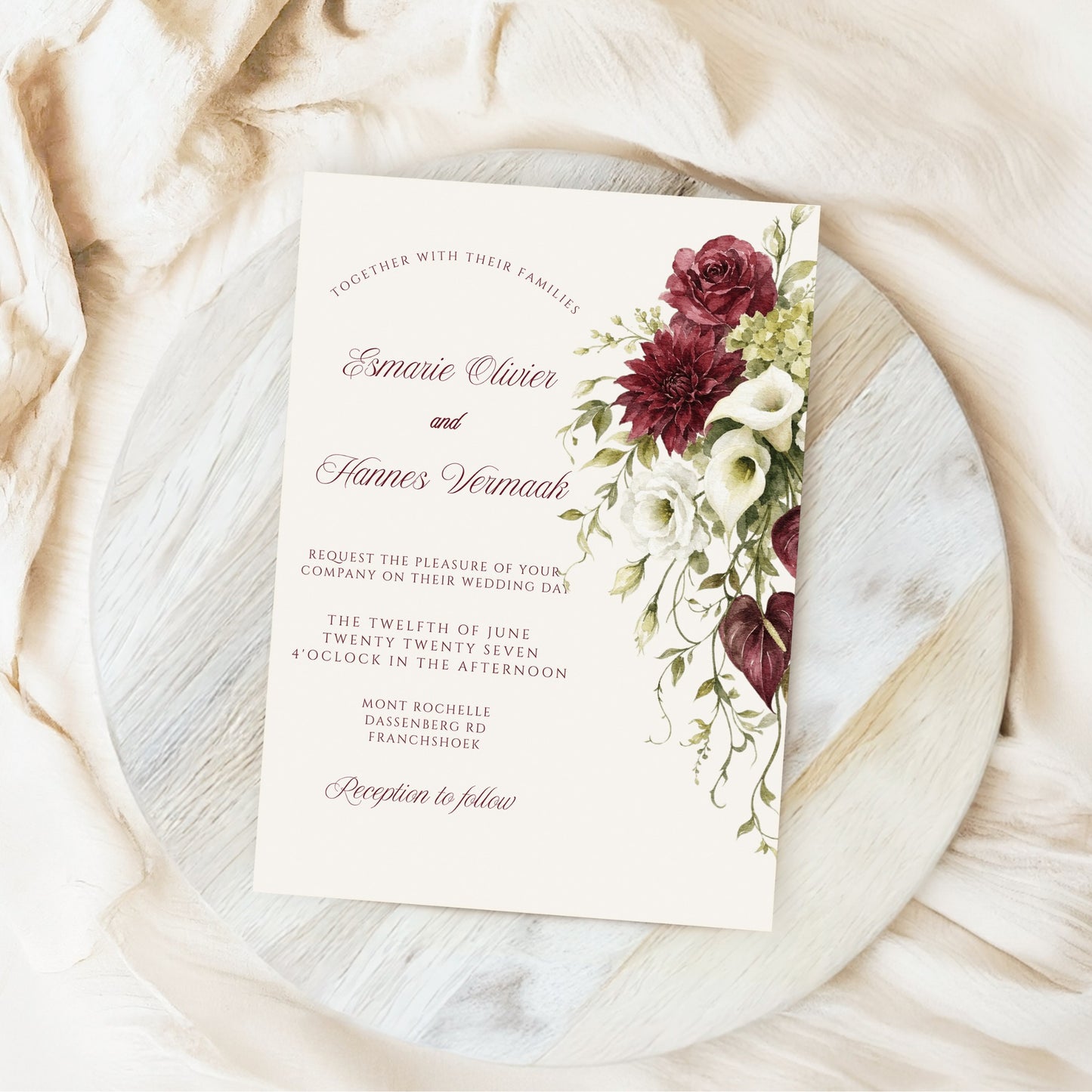 Burgundy Olive Invitation Template