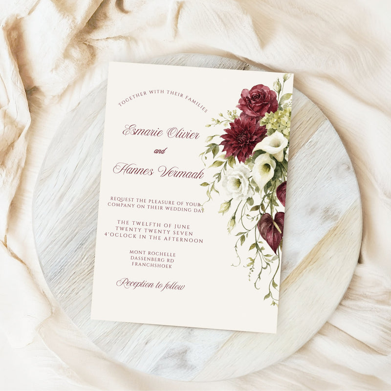 Burgundy Olive Invitation Template