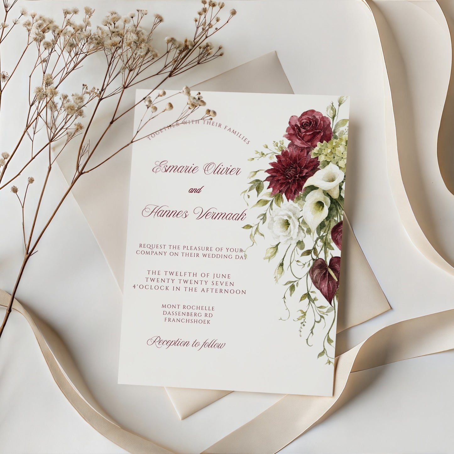 Burgundy Olive Invitation Template