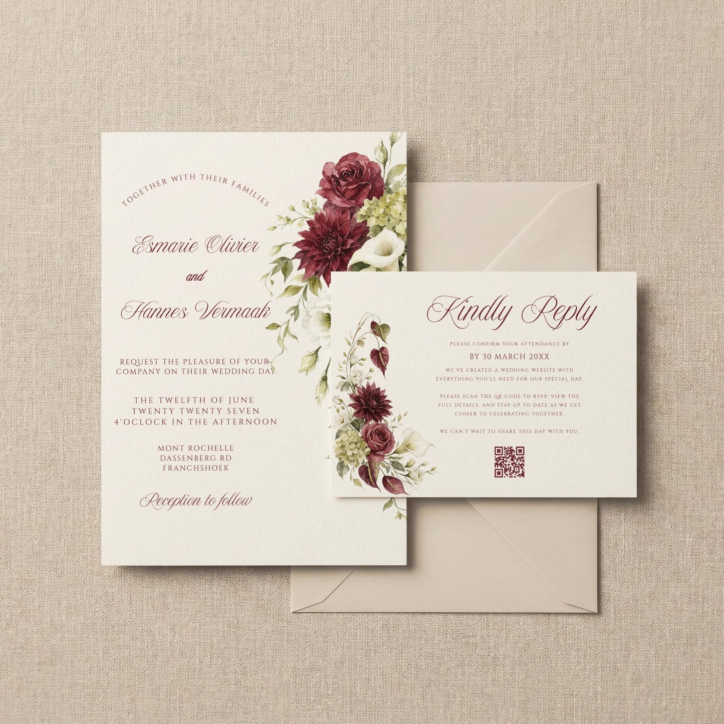 Burgundy Olive Invitation Template