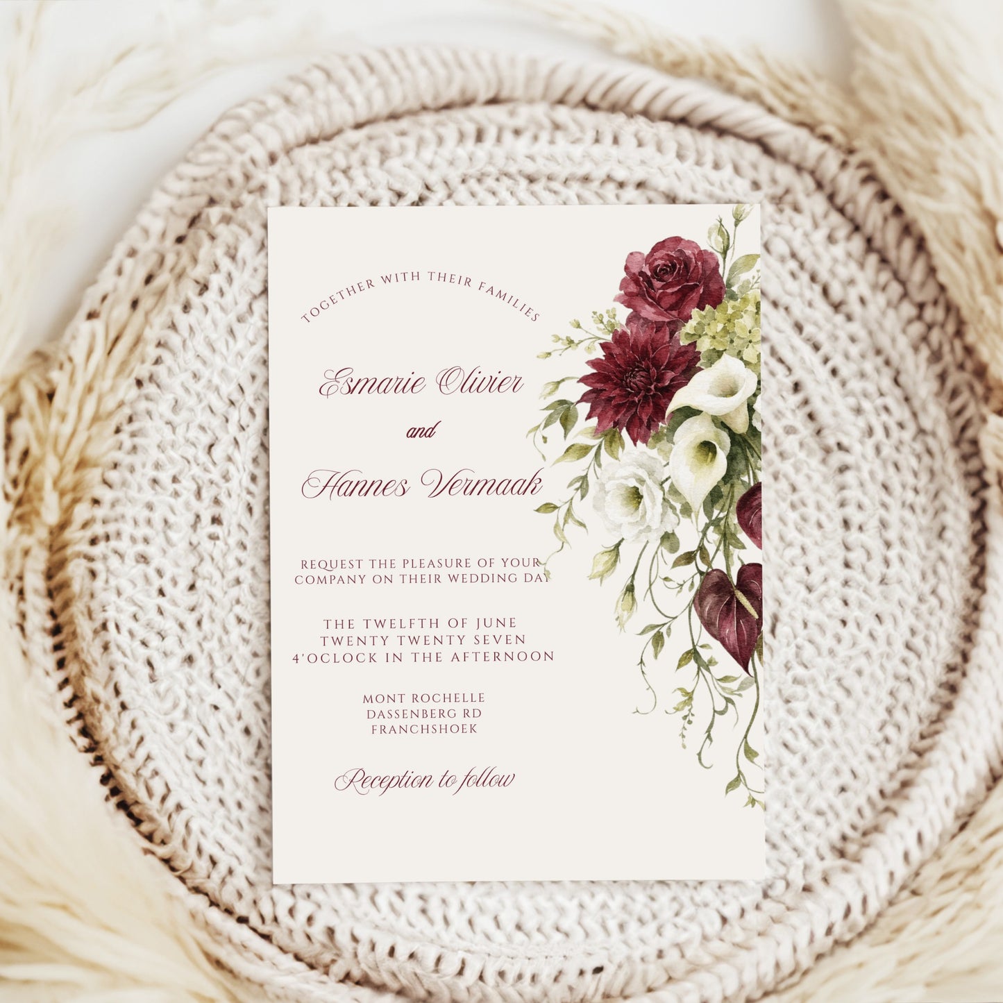 Burgundy Olive Invitation Template