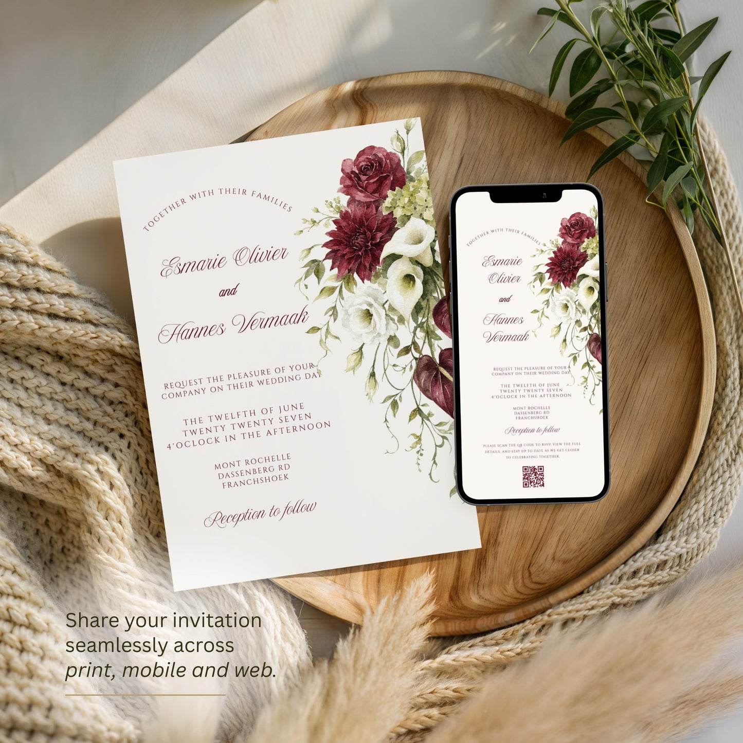 Burgundy Olive Invitation Template