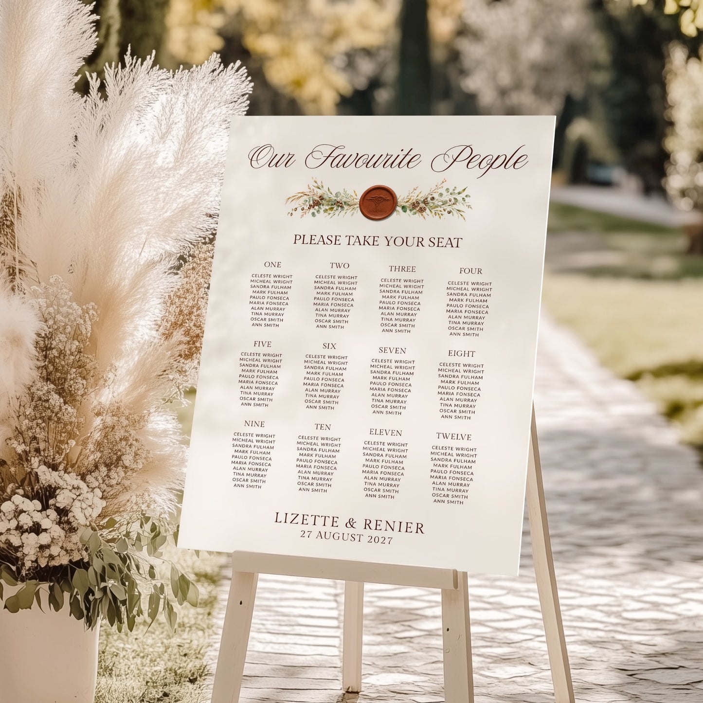 Bushveld Seating Chart Template
